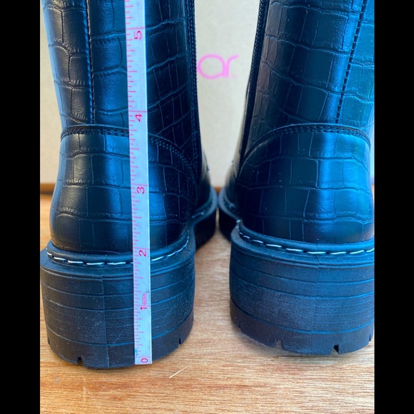 POPSUGAR KAEDY BLACK LACE-UP ANKLE COMBAT/MOTO BOOTS - Picture 6 of 8